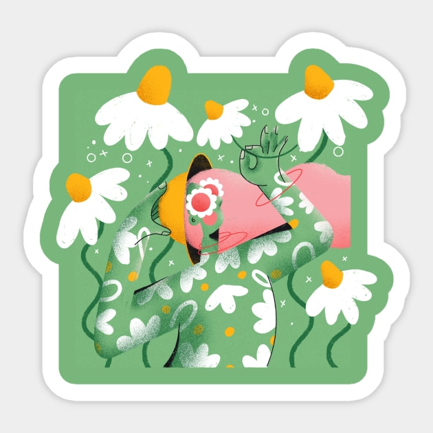 Daisy Girl Sticker by Living in Patterns by Laura